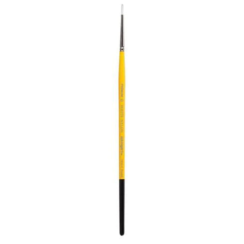 Pinceau rond de précision KINGART Premium White Nylon, taille 0, avec manche jaune et noir, idéal pour les tracés ultra-fins, les détails et les gouttes en face painting