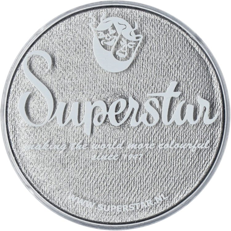 Fard à l'eau Superstar Argent Métallisé pour le grimage et le maquillage artistique. Format rond 16g. 