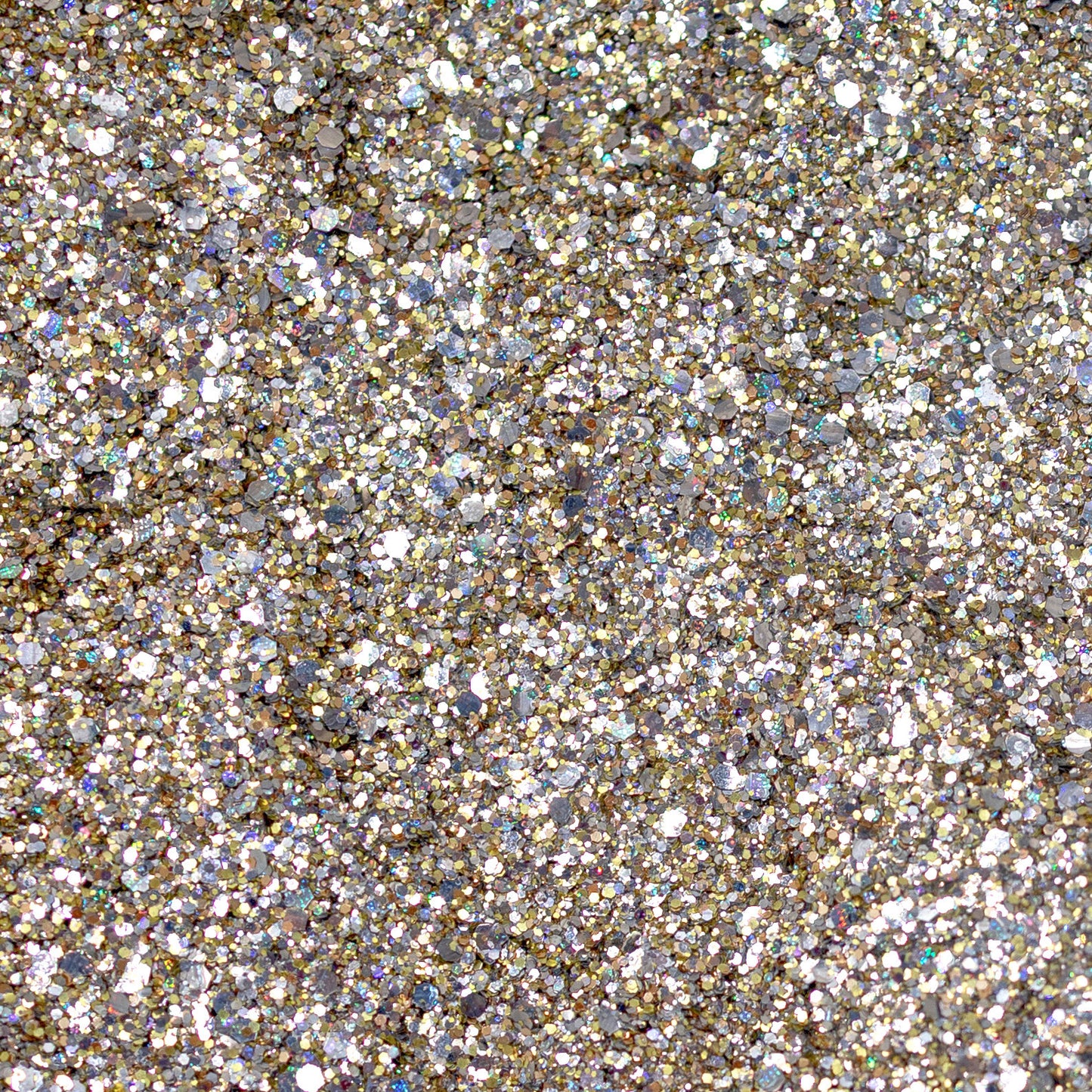 Gel Pailleté biodégradable Runway SiSi La Paillette, contenant des paillettes brillantes et fines dans un mélange doré et argenté.