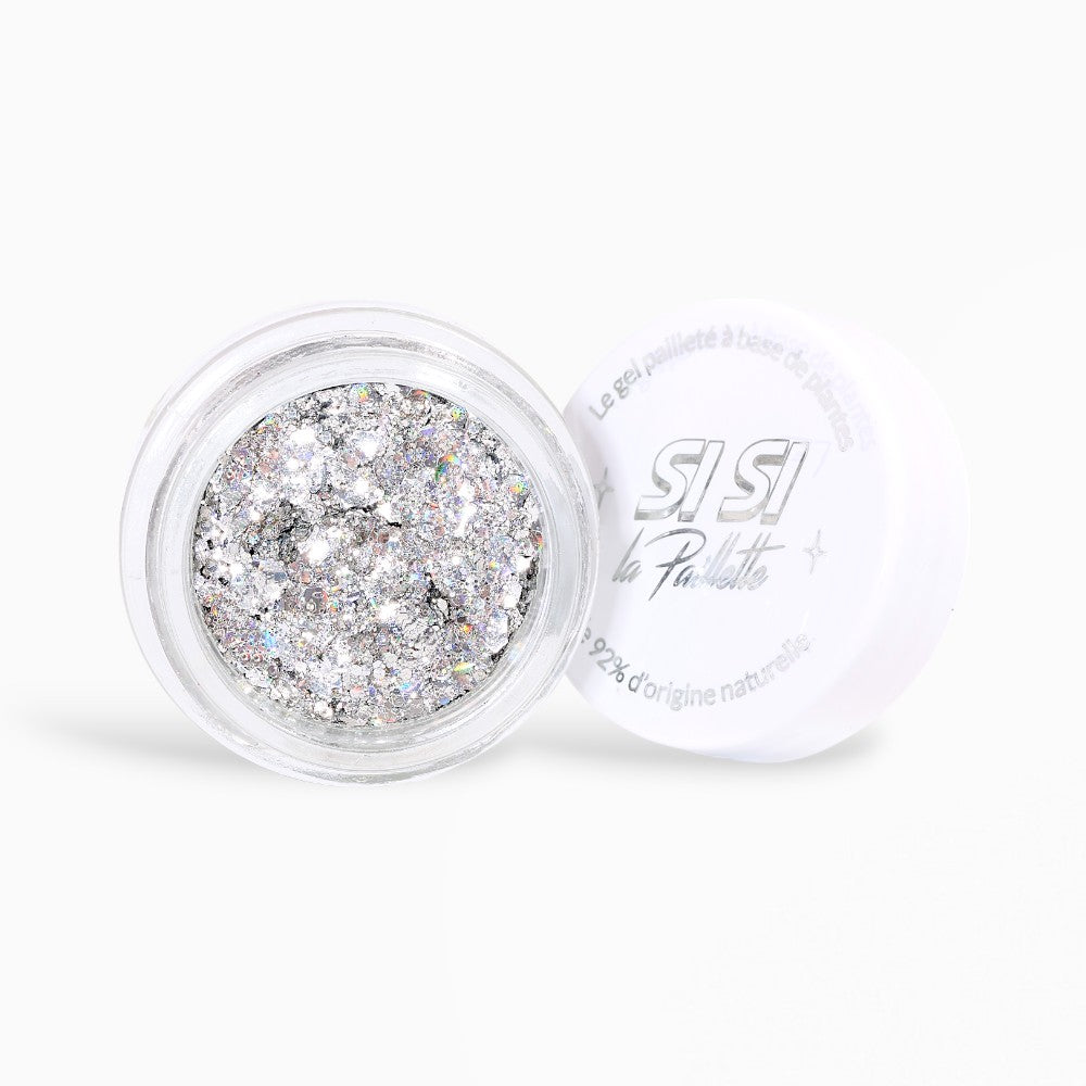 Gel pailleté holographique Si Si La Paillette - Maquillage éco-responsable et naturel - Texture brillante en pot