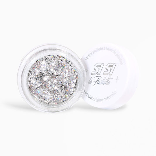 Gel pailleté holographique Si Si La Paillette - Maquillage éco-responsable et naturel - Texture brillante en pot