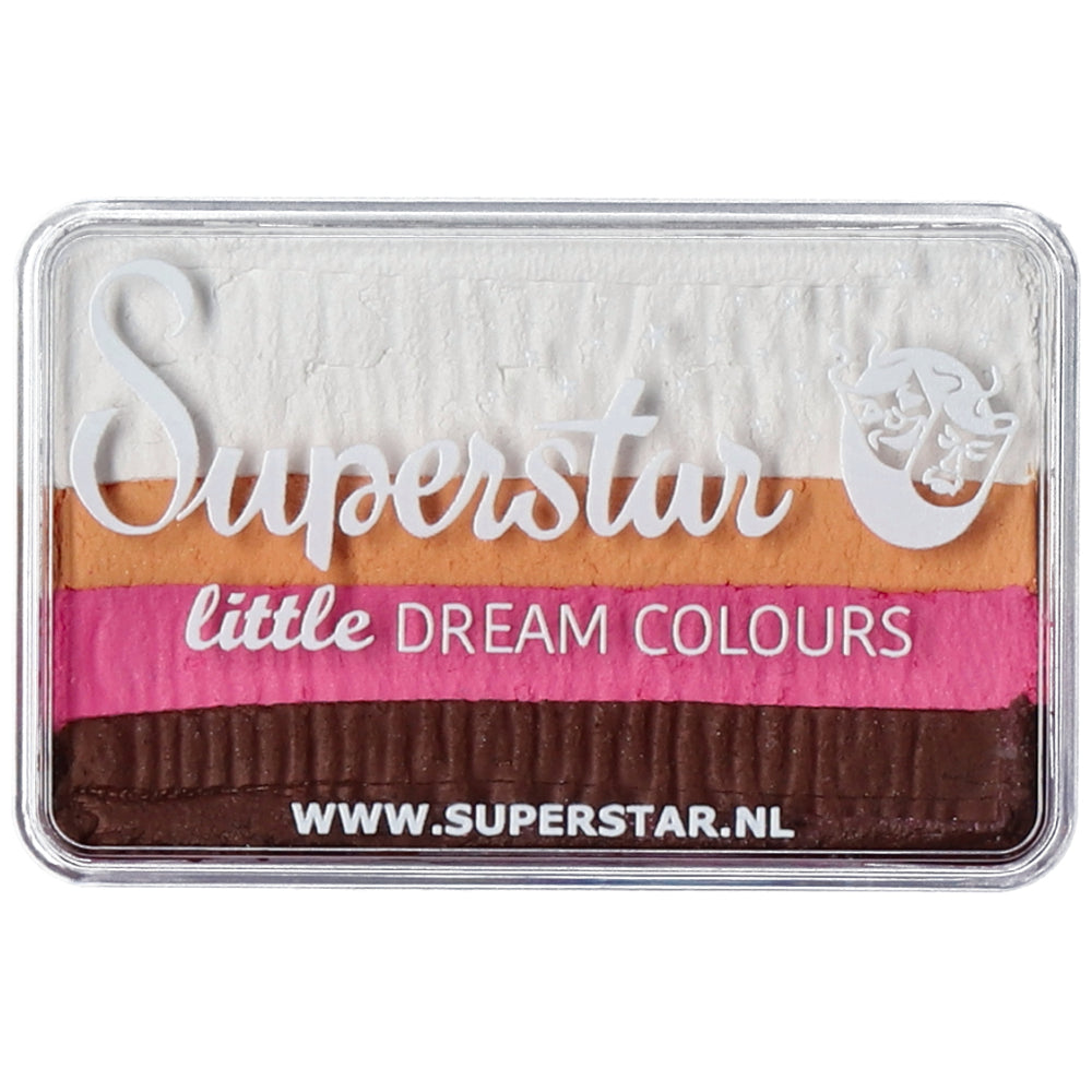 Maquillage professionnel Superstar Little Dream Colours Rose, Splitcake irisé et brillant pour one Stroke.