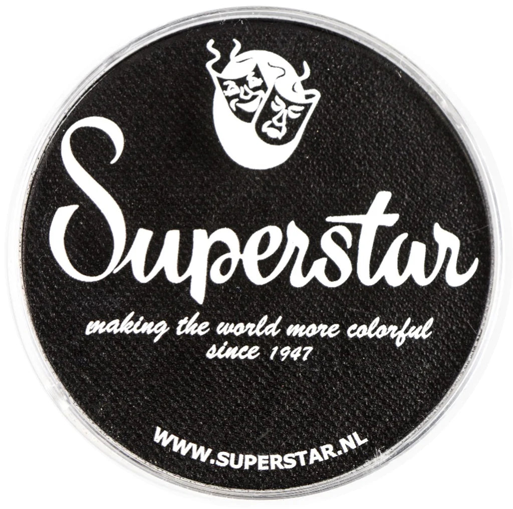 Fard à l'eau Superstar Noir pour le grimage et le maquillage artistique. Format rond 16g. 