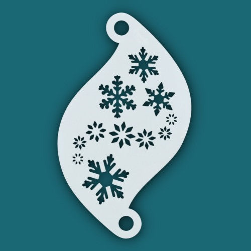 Pochoir de maquillage Superstar avec motifs de flocons de neige (Snowflakes), idéale pour le grimage et face painting d'hiver.